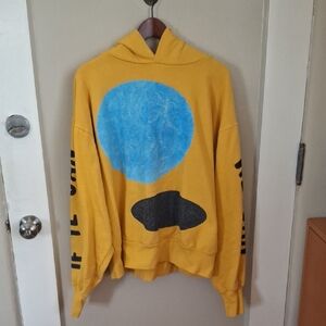 Kanye West Yellow Hoodie with Blue and Black Design_1
